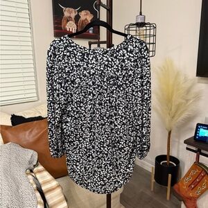 Elegant Black and White Floral Top
